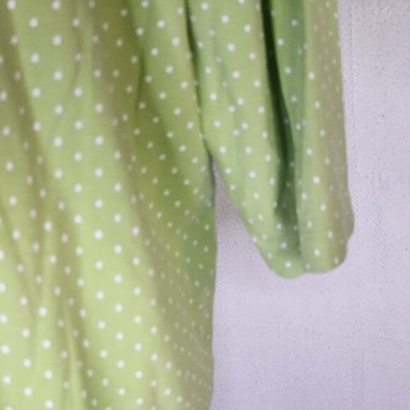 CJ Banks Citron and White Polka Dot 3/4 Sleeve Cotton Crew Neck Blouse Size 1X - Picture 11 of 16